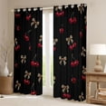 thumbnail image 2 of Erosebridal Red Cherry Leopard Print Bow Curtains Pack of 2 (42x84 Each) for Girls, Cherry Bow Curtains Blackout, 2 of 6