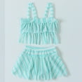 thumbnail image 4 of Mercatoo Girls Swimsuit 2Pcs Set Flounced Camisoles Tankini Swimwear and Short Skirt Outfit Kids Girls Beach Bathing Suits, 4 of 5