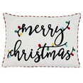 thumbnail image 2 of Fennco Styles Merry Christmas Lights Cotton Decorative Throw Pillow 14" W x 20" L - White Festive Cushion for Home, Couch, Bedroom, Office, Family Gathering and Christmas Decor, 2 of 4