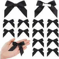 Black 50 PCS Black Satin Ribbon Bows 2.2 Inch Self Adhesive Bowknots Decoration Premade Bows with Double-Sided Tape for Gift Wrapping Wedding Party Decor DIY Crafts