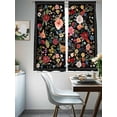 thumbnail image 5 of Sheer Curtains 63 Inches Long, Watercolor Flowers Light Filtering Window Curtains for Living Room/Bedroom, Farmhouse Floral Vintage Black Rod Pocket Voile Sheer Curtain Drapes, 52"W x 63"L, 2 Panels, 5 of 8