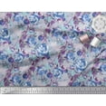 thumbnail image 2 of Soimoi Blue polyester Crepe Fabric Leaves & Floral Decor Fabric Printed BTY 52 Inch Wide, 2 of 3