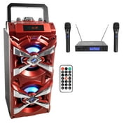 NYC Acoustics X-Tower Bluetooth Karaoke Machine System with LED's+(2) Wireless Mics