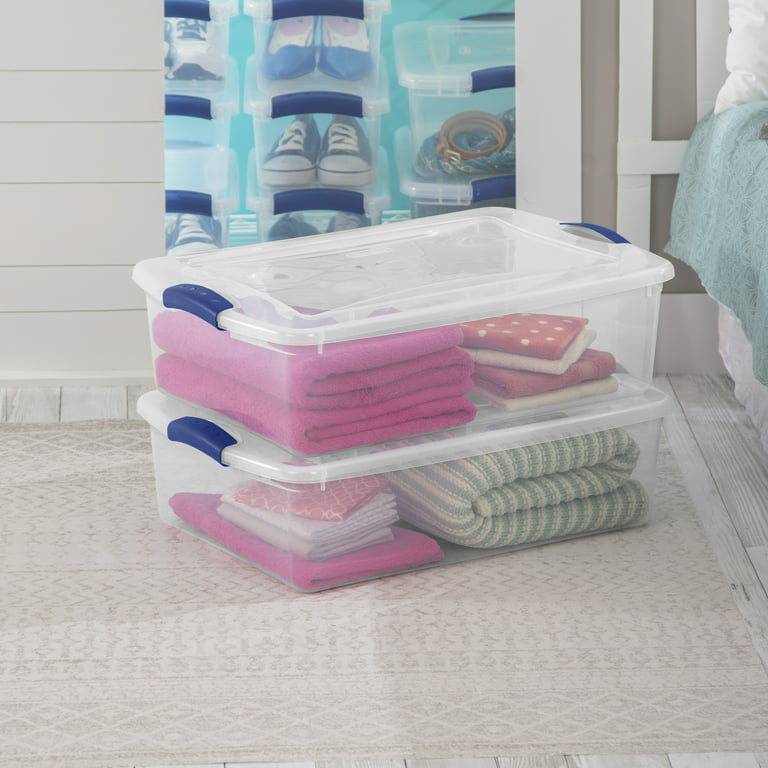 Sterilite 1496 32-Quart Clear Stackable Latching Storage Box Container (6 Pack)