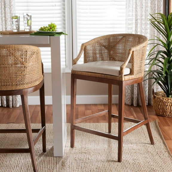 bali & pari Lumajang Boho Bar Stool, Light Honey