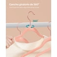 thumbnail image 4 of SONGMICS Juego de 30 Perchas de Terciopelo, 41.5 cm de Largo, con Ganchos Giratorios de 360°, para Camisas de Abrigo Completas, Rosa, 4 of 5