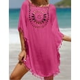 thumbnail image 2 of Swimsuit Cover Up for Women Plus Size Hollow Hand Crochet Neck Boho Bathing Suit Cover Ups Casual Beach Cover Up with Fringed Hem Shermie, 2 of 5