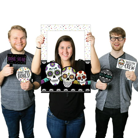 Day Of The Dead - Halloween Sugar Skull Party Selfie Photo Booth Picture Frame & Props - Printed on Sturdy Material
