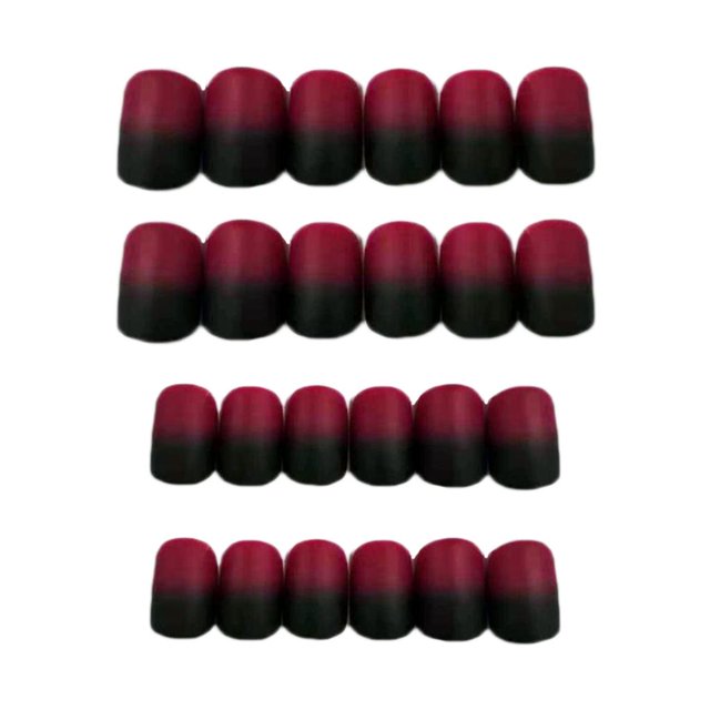 de 24 clavos de ataúd color rojo negro, de puntas artísticas de uñas postizas mate, uñas postizas cortas de cubierta para bail Yuyangstore Puntas de uñas falsas