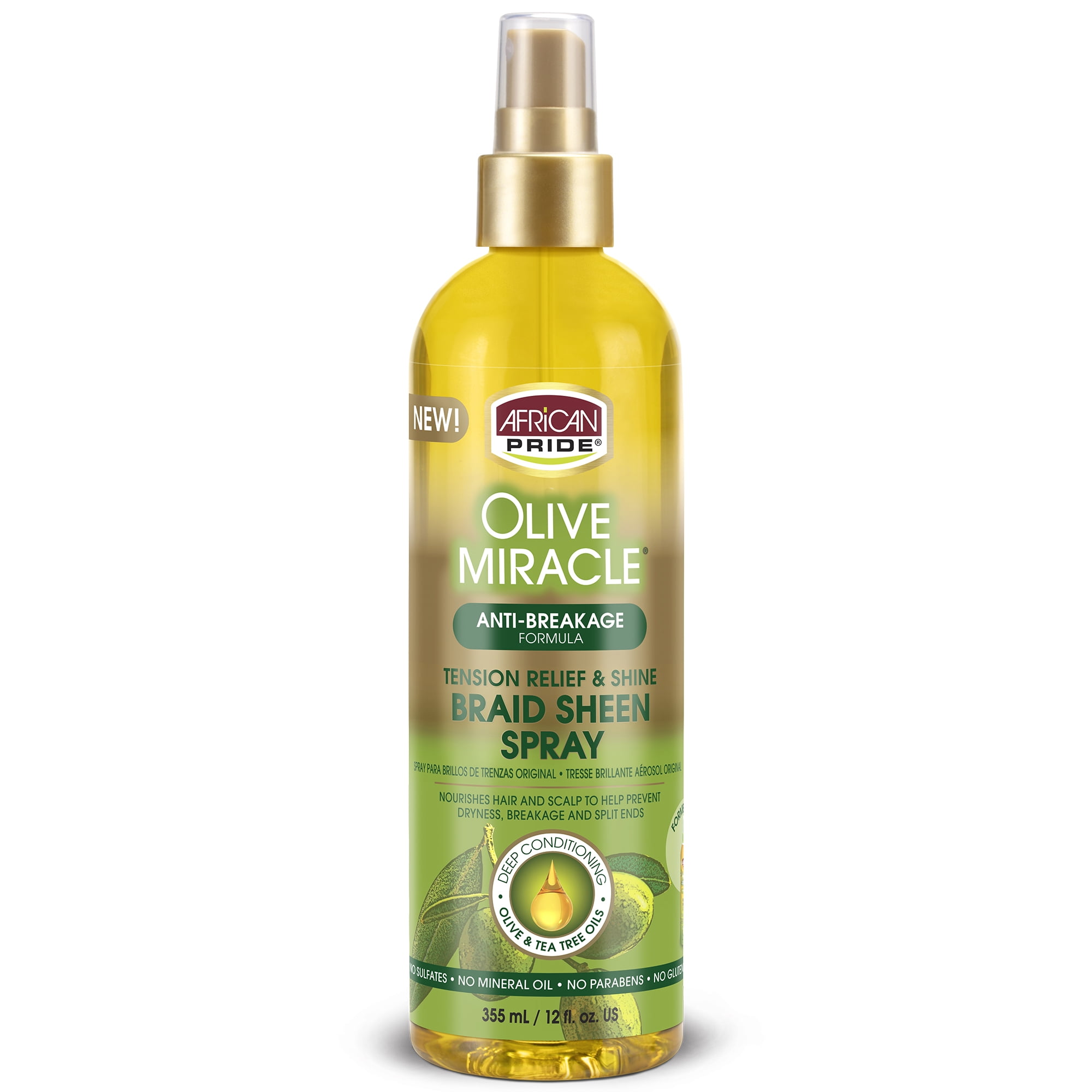 African Pride Olive Miracle Braid Sheen Spray 12 fl. oz. Spray Bottle