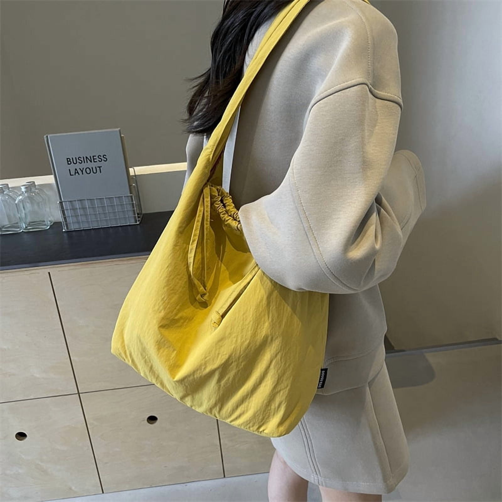 New nylon fabric bag, trendy Japanese-style simple solid color tote bag, casual large-capacity versatile shoulder bag, cross-border backpack