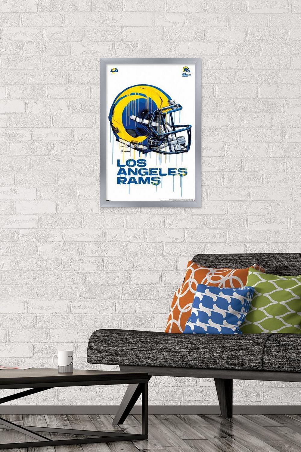 NFL Los Angeles Rams - Drip Helmet 20 Wall Poster, 14.725" x 22.375" Framed