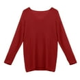 thumbnail image 6 of YUGYXL Womens V Neck Knitted Sweater Baggy Loose Jumpers Casual Long Sleeve Tops Pullover for Women Red XL, 6 of 7