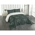 thumbnail image 3 of Ambesonne Brown and Blue Quilted Bedspread Set 3 Pcs, Grungy Swirls, King Size, Teal Brown Pale Blue, 3 of 5