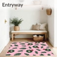 thumbnail image 3 of ODIKA 2'x3' Machine Washable Non-Slip Area Rug, Traditional Pine Branch Wreath Motif Holiday Accent High Traffic Rug with Pad, Pink, 612329, 3 of 8