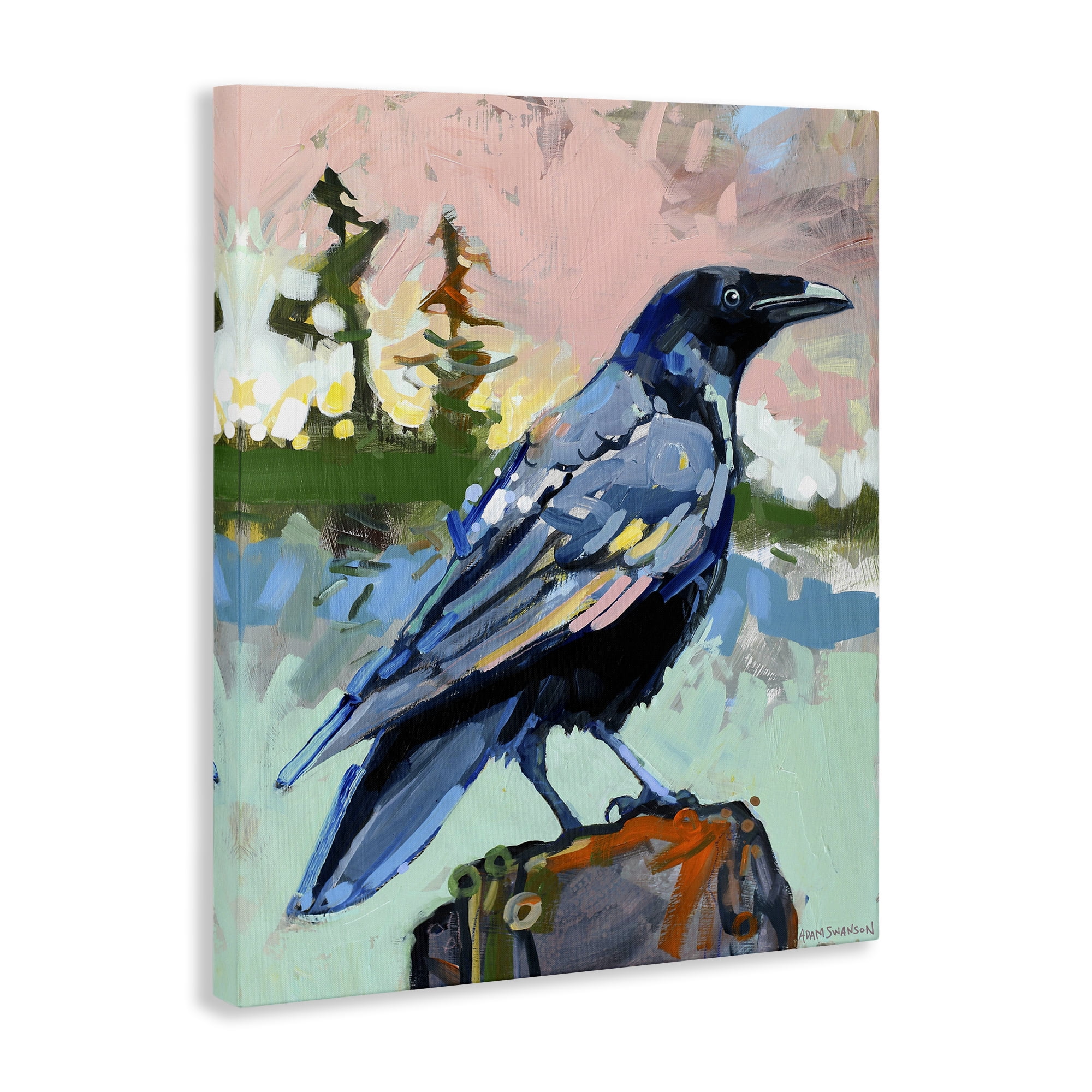 Stupell Industries Modern Crow Portrait Birds Painting Wrapped Canvas Art Print Wall Art, 24 x 30