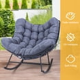 thumbnail image 3 of DEXYTUS Extra-Large Papasan Rocking Chair with Cushioned and Plush Padding for Bedroom, Gray, 3 of 5