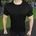 thumbnail image 5 of SKIYLEVZ T Shirts for Men Moisture Wicking Round Neck Short Sleeve Breathable Lightweight Slim Fitted Tops Gym Training Workout Everyday Clothing Black XL, 5 of 5