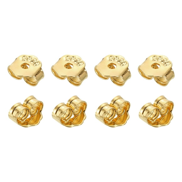 8Pcs Earring Backs, 4mm S925 Silver Butterfly Shape Locking Earring Backs Replacements for Studs Posts, Champagne Gold