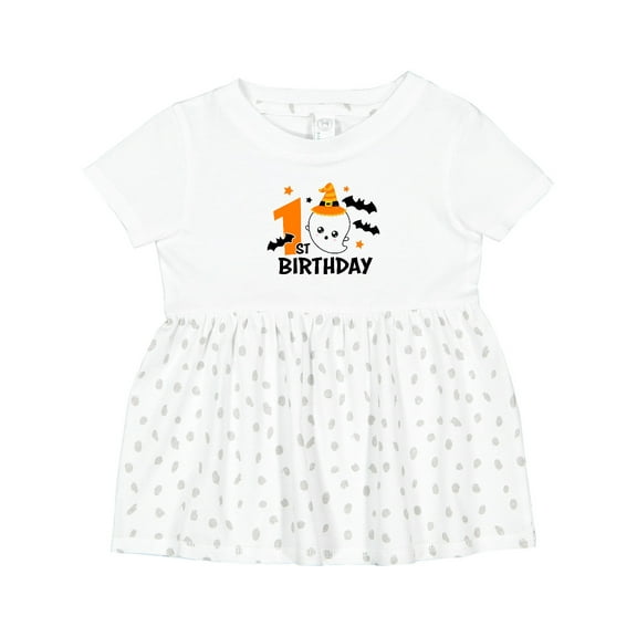 Inktastic 1st Birthday with Ghost and Bats Halloween Girls Baby Dress