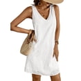 thumbnail image 3 of Jaimenalin Women'S V-Neck Summer Casual Beach Dress Vacation Sleeveless Sundress White XS, 3 of 9