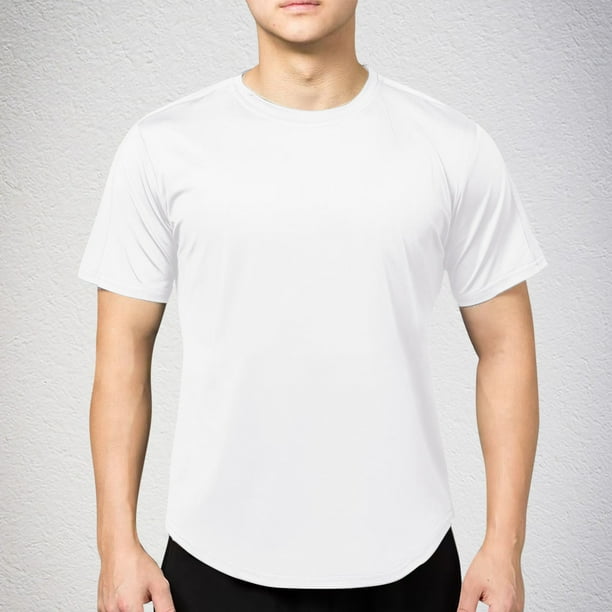 pstuiky camisetas para hombre, Camisa informal de manga corta con botones y cuello redondo para hombre, color liso ropa de hombre xl