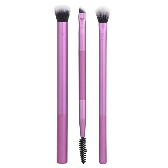 Real Techniques Eye Shade & Blend Makeup Brush Trio, For Layering Powder Shadows Evenly, Shaping & Grooming Brows, Defined Makeup Look, 3 Count