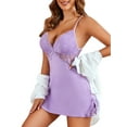 thumbnail image 3 of Avidlove Women Sexy Lingerie Lace Chemise Sleepwear Lingerie Nightgown Light Purple Small, 3 of 5