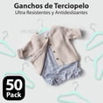thumbnail image 4 of MAGMALIFE 50 Ganchos de Terciopelo para Ropa de Bebe, Gancho Plateado Giratorio de 360 Grados, Adecuado para Todo Tipo de Ropa, Antideslizante, 29 cm de Largo (Menta), 4 of 6