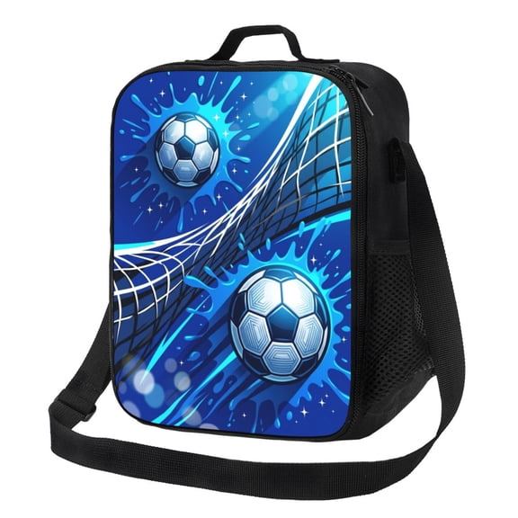 Soccer Insulated Lunch Bag Reusable Lunch Box For Men Women Large Capacity Leakproof Thermal Meal Prep Tote With Adjustable Crossbody Shoulder Strap For Work Office Picnic Beach Travel