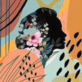 thumbnail image 3 of Bolokofsky, Ronald 12x12 Black Modern Framed Museum Art Print Titled - Boho Flower Girl I, 3 of 5