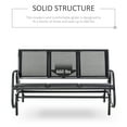 thumbnail image 6 of Outsunny Patio Glider Bench, Outdoor Porch Glider Swing with 3 Seats, Breathable Mesh Fabric, Metal Frame, Black, 6 of 10
