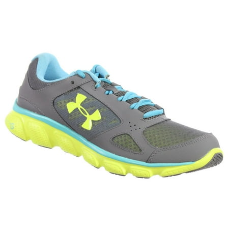 UNDER ARMOUR WOMEN'S ATHLETIC SHOES MICRO G ASSERT V GREY NEON YELLOW BLUE 7