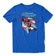 thumbnail image 2 of Marvel Comics Retro Men's Spider-Man Swinging Flag Circle T Shirt (Royal, S-XXL), 2 of 4