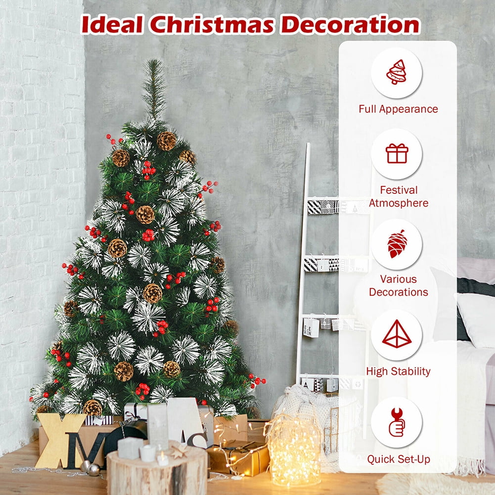 Kepooman 4ft Artificial Christmas Tree Holiday, Christmas Pine Tree for Home, Office, Party Decoration with Pine Cones and Red Berries, Red and Green Kepooman 4ft Artificial Christmas Tree Holiday, Christmas Pine Tree for Home, Office, Party Decoration with Pine Cones and Red Berries, Red and Green