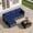 Black Rattan/Navy Blue, variant on Patio Furniture Set - All-Weather -5 Piece Outdoor Patio Conversation Couch Sets, Modular Wicker Rattan Sectional Sofa for Garden, Patio, Poolside, Backyard, Balcony, Porch,Khaki