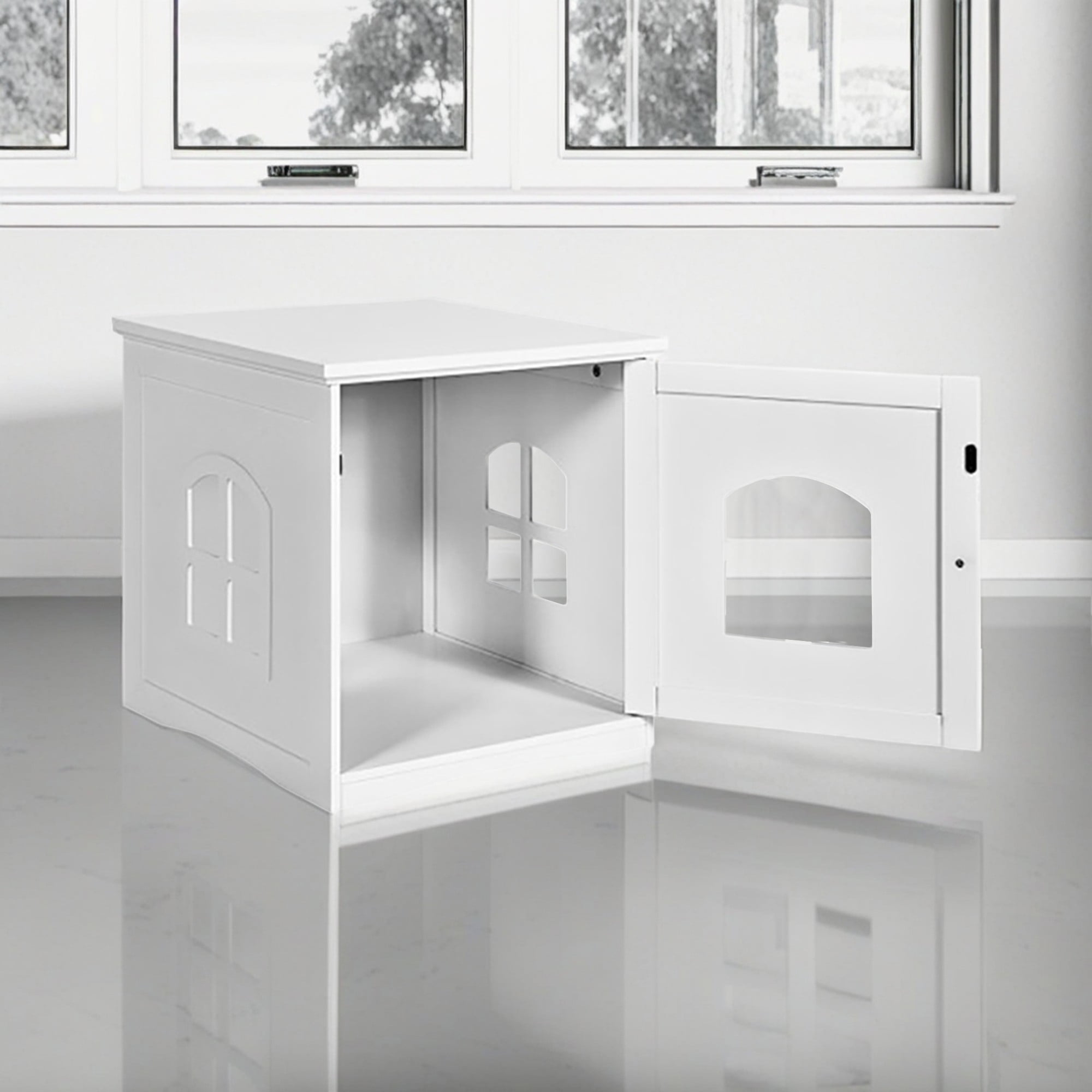 resenkos 21" Multipurpose Cat Houses Furniture, Hidden Cat Litter Boxes Enclosure, White