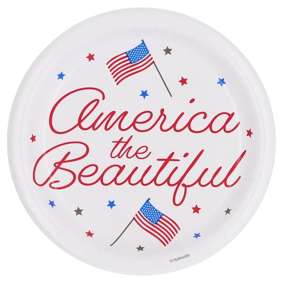 Way to Celebrate Patriotic Flag Lunch Paper Plates, 7", Red, White & Blue 8 Count