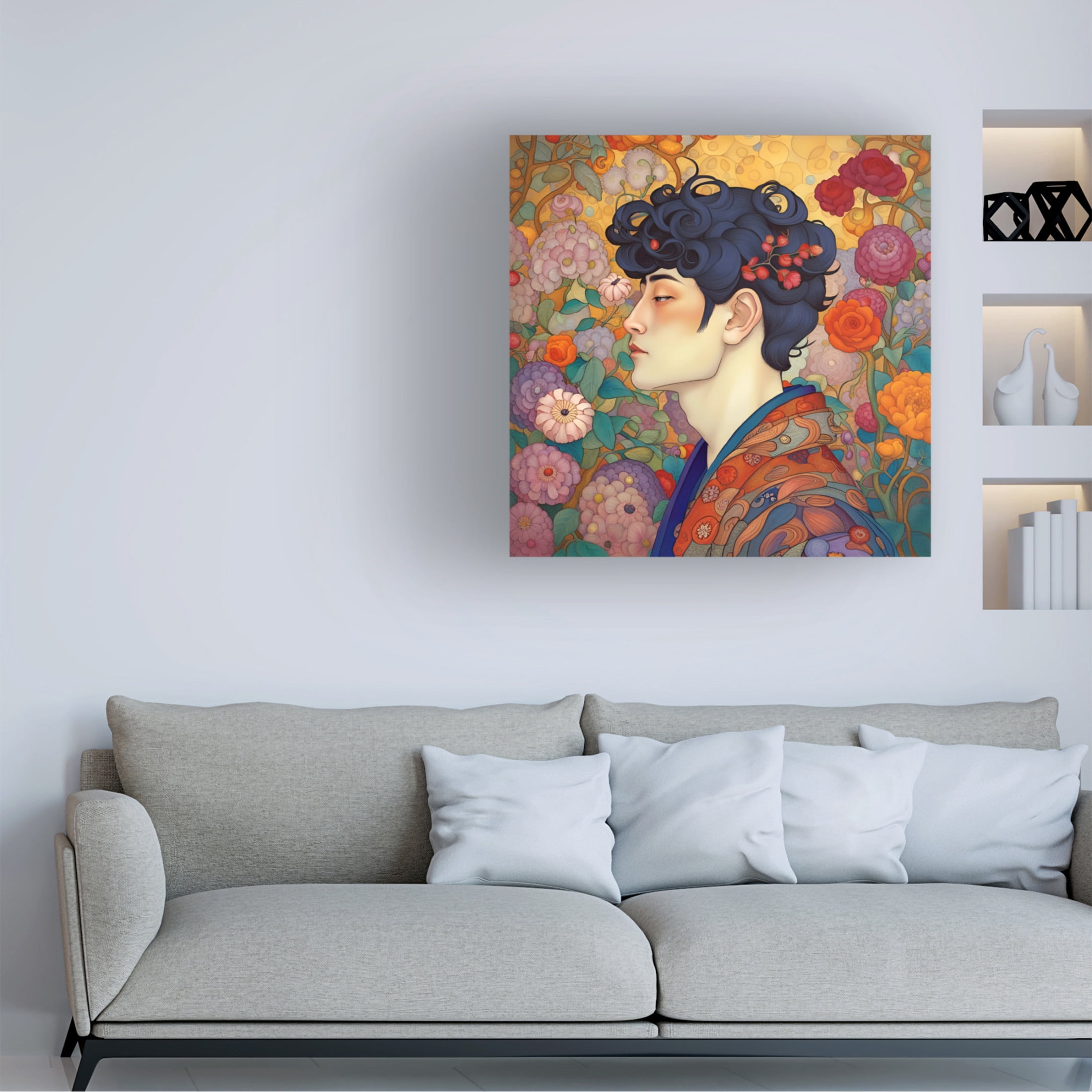 Canvas Wall Art - Tina Lavoie 'Art Nouveau Beauty IX' Wall Art for Living Room, Bedroom, or Office Décor by Trademark Fine Art - 14 x 14 Inches