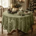 thumbnail image 3 of Ruffle Lace Round Tablecloth Vintage Floral Sheer Table Cover with 3-Inch Ruffle Edge Soft Polyester Holiday Dining Decor 55.12 in Green, 3 of 3