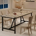 thumbnail image 1 of Kojooin Dining Table for 6 with Corner Iron Protectior, 71Inch Rectangular Wood Kitchen Table with H-Heavy Duty Metal Legs, Industrial Dining Table for Dining Room, 1 of 7