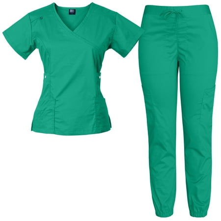 

Medgear Women s 12-Pocket Stretch Jogger Scrub Set Jade L