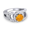 thumbnail image 3 of 2.50 Carat Round Cut Natural Diamond & Citrine Gemstone Wonderful Anniversary Ring for Women Solid 18K White Gold Size 10.5 by Diamond-Capitals, 3 of 8