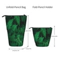 thumbnail image 2 of Xecao Green Leave Fern Print Telescopic Pencil Bag Pen Holder Pop Up Stationery Case Stand-up Retractable Transformer Bag Standing Organizer, 2 of 6