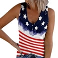 thumbnail image 2 of YLHFASHION American Flag Tank Top Women 4th Of July Shirts Button V Neck Knit Ribbed Tops Casual Coloful Printed Patriotic Tees Spring Savings Clearance Women's Short sleeve T-shirt, 2 of 5
