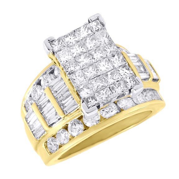 Diamond Wedding Engagement Ring 14K Yellow Gold Princess Cut Design 4 Tcw.