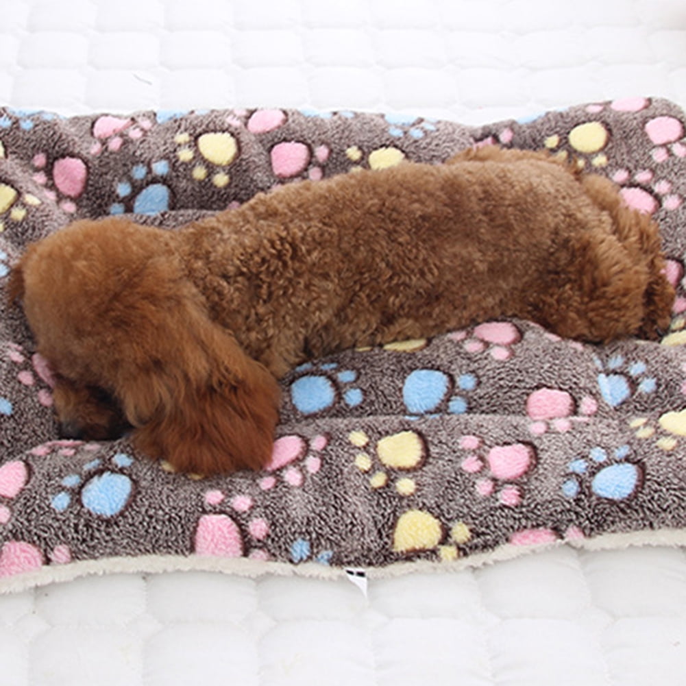 UDIYO Pet Dog Cat Star Paws Bed Mat Soft Fleece Blanket Warm Sleeping Cushion Mattress