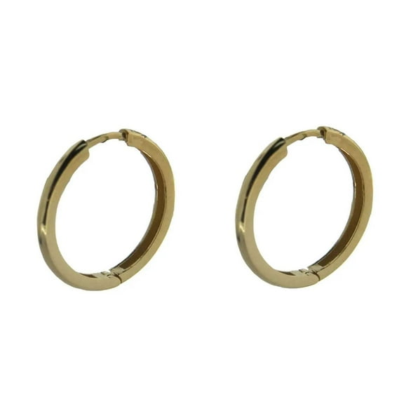18K Solid Yellow Gold Huggie Earrings Diameter 16mm . Tube 2 mm