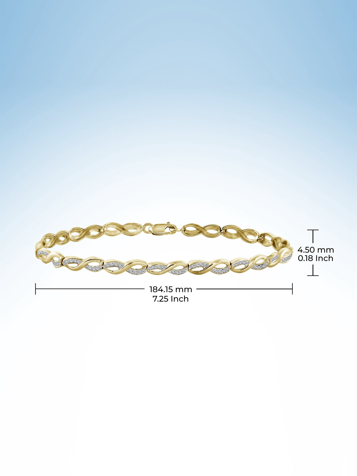 JewelersClub Infinity Bracelet White Diamond Accent 0.10 ct. t.w. 7.25 in, Lobster Claw Clasp in 14kt Gold-Plated