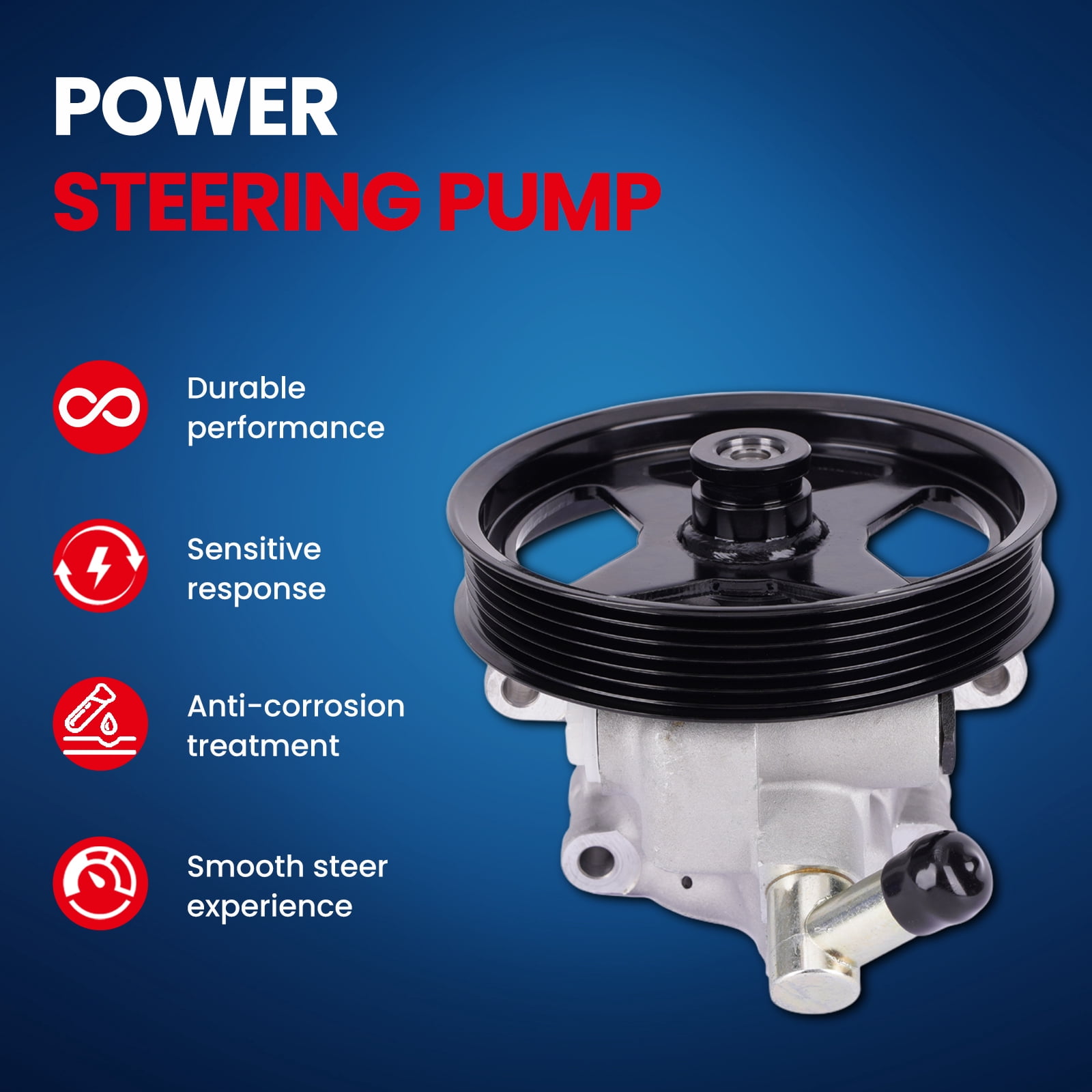 MOCA AUTOPARTS Power Steering Pump Fit for 1997-2003 Ford F-150 4.2L & 1999-2002 Ford Crown Victoria 4.6L